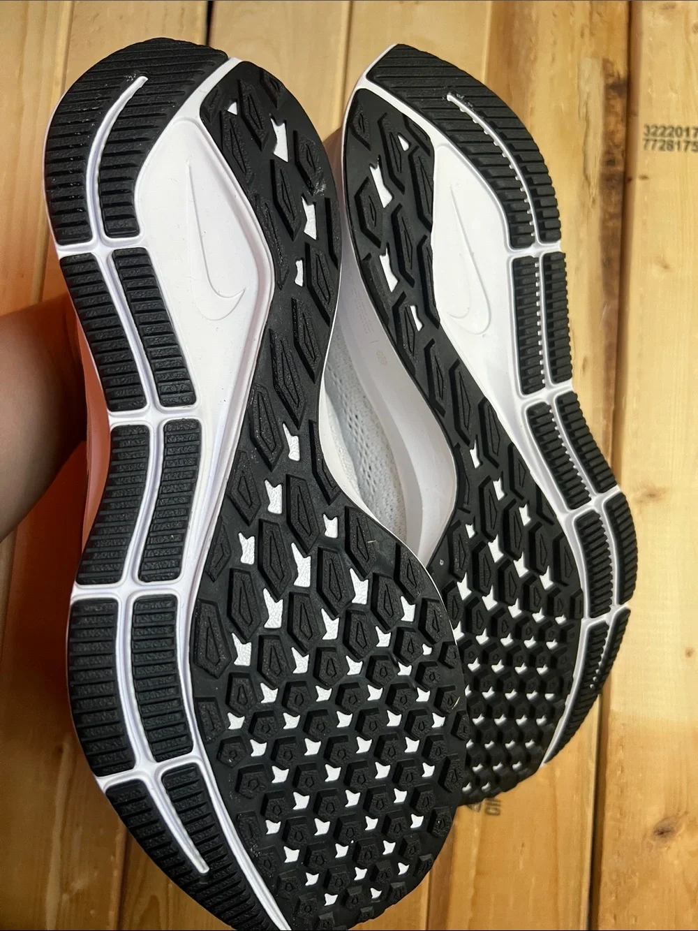 Nike Running Shoes - Light Gray with Pink and Brown Swoosh